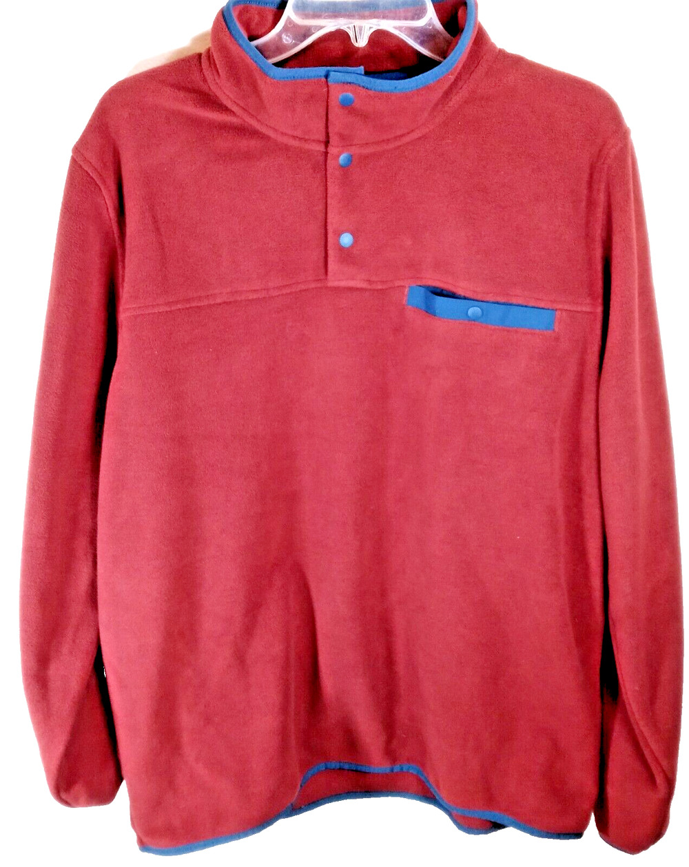 32 Degrees Heat Fleece Pullover Women's Large Red Button Snap Collar